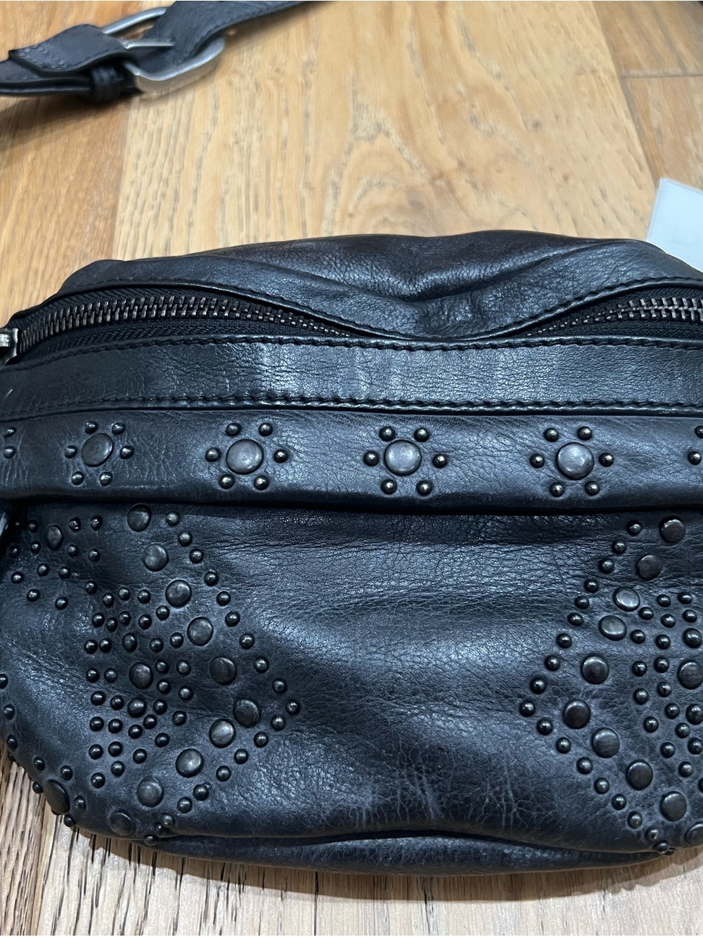 Free People Black Studded Leather Crossbody Belt Bag - Picture 3 of 5